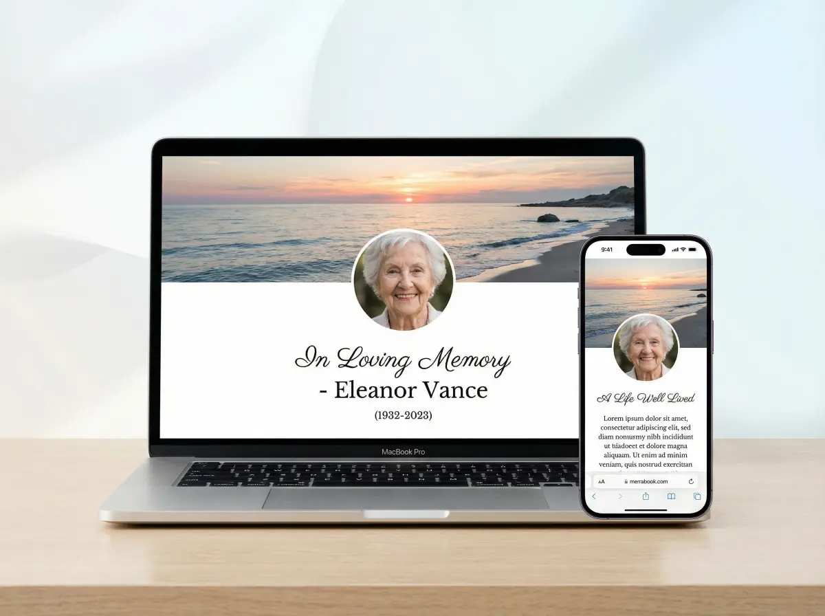 Memorial Page on Mobile and Desktop